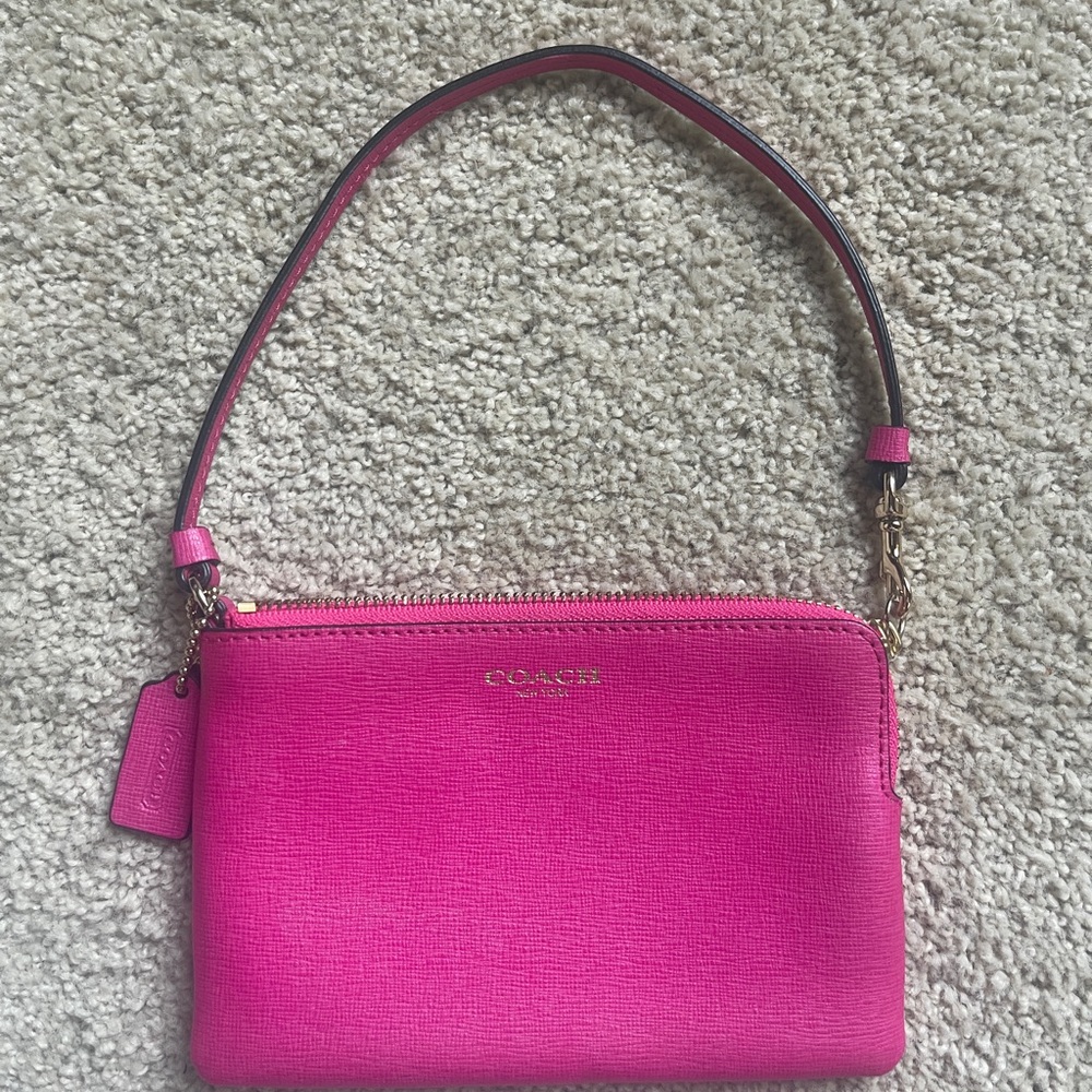 Coach Pink Leather Wristlet Clutch